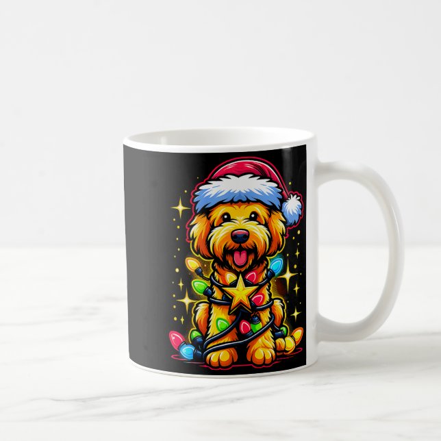 Xmas Whoodle Dog Tangled Christmas Lights For Men  Kaffeetasse (Rechts)