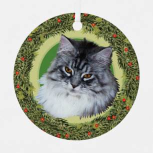 XMas Wreath Maine Coon Cat Ornament Aus Metall