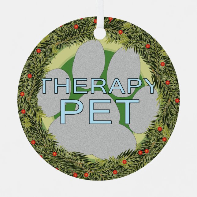 XMas Wreath Therapy Pet Ornament Aus Metall (Vorderseite)
