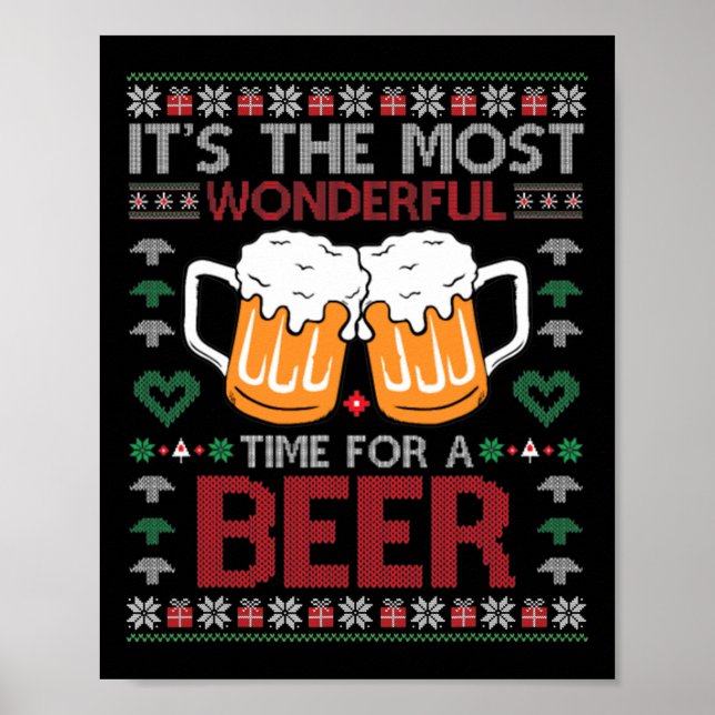 Xmas wunderbare Zeit für ein Bier hässliche Weihna Poster (Vorne)