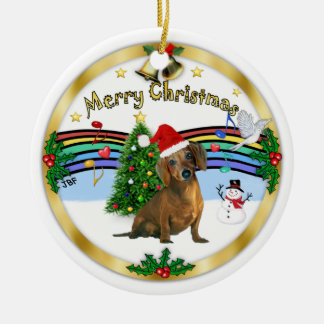 Xmas ZMusic 1 - MC - Braune Dackel (Hut) Keramik Ornament