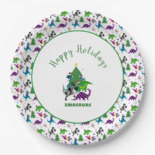 Xmasaurs Pappteller (Vorderseite)