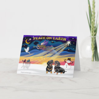 XmasSunrise-2 schwarze Dackeln Feiertagskarte