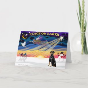 XmasSunrise-Doberman 2-natürlich Feiertagskarte