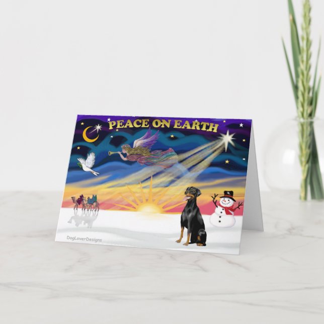 XmasSunrise-Doberman 2-natürlich Feiertagskarte (Vorderseite)