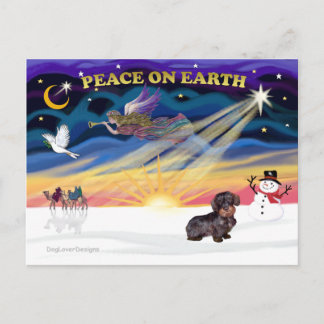 XmasSunrise-Drahthaar-Dackel Feiertagspostkarte