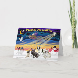 XmasSunrise-Vier FranzösischBulldogs Feiertagskarte