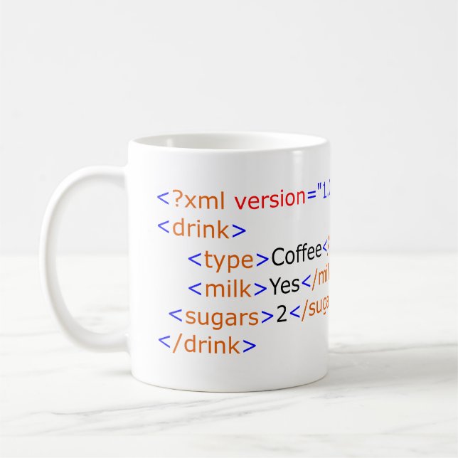 XML Programmierungskaffee-Tasse Tasse (Links)