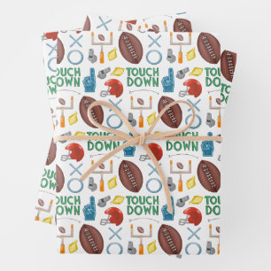 XO Fußballsaison Touchdown First Down Tailgate Geschenkpapier Set