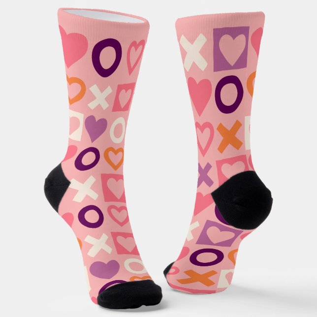 XO Hearts Love Pattern Crew Socks Socken (Gewinkelt)