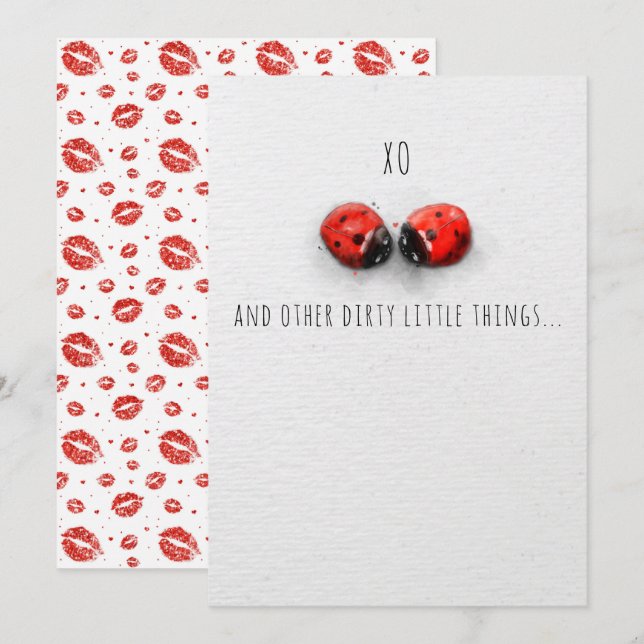 XO HUGS AND KISSES BUGS VERSION 3 Valentinkarte Dankeskarte (Vorne/Hinten)