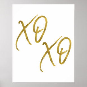 XO Hugs und Kisses Liebe Imitate Gold Foil Poster