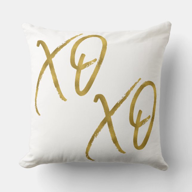 XO Hugs und Kisses Liebe Imitats Gold Foil Pillow Kissen (Vorderseite)