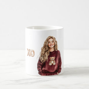 XO Mädchen Burgunder-Teddybär-Top Kaffeetasse