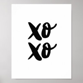 XO. Moderner Valentinstag. Schwarz und Weiß Poster