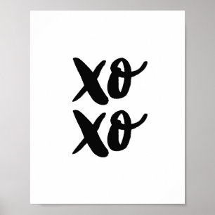 XO. Moderner Valentinstag. Schwarz und Weiß Poster