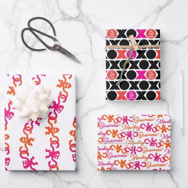 XO Monkey Business Geschenkpapier Set (Vorderseite)