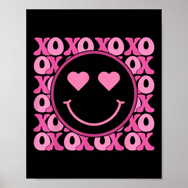 Xo Pink Smile Face Herz Augen Groovy Herz Valenti Poster (Vorne)