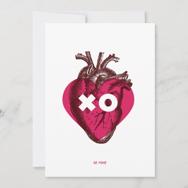 XO Valentine Herzflatkarte. Karte (Vorderseite)