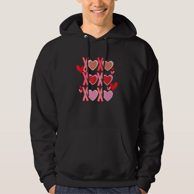 XO Valentine Liebe Herz Retro Valentinstag Ha Hoodie (Vorderseite)