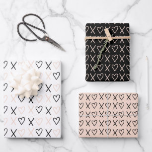 Xo Valentines Hearts Pattern Geschenkpapier Set