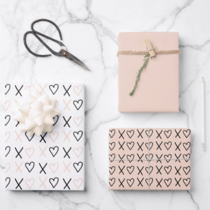 Xo Valentinstag-Herzmuster Geschenkpapier Set