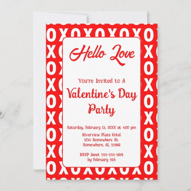 XO Valentinstag Party Einladung (Vorderseite)