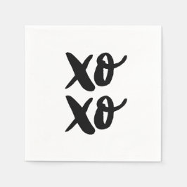 XO. Valentinstag umarmt und küsst. Schwarz Serviette