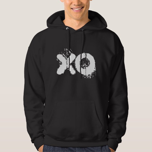 XO Weiße Textmänner schwarz Hoodie (Vorderseite)