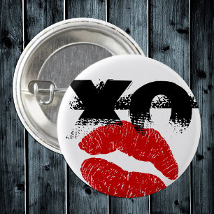 XO XO küss mich Retro-Button /Hühner, Party für Ju Button