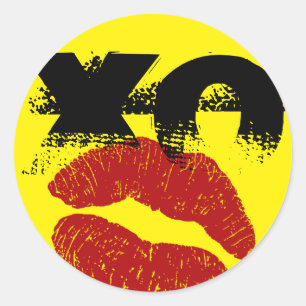 XO XO Küssen mich Retro-Stickers / Fun Party Runder Aufkleber
