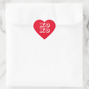 XO XO Rot-Weiß moderne fette Typografie niedlich Herz-Aufkleber