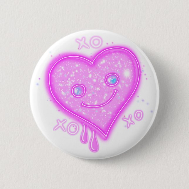 "XO, XO, XO" Kawaii Herztasten Button (Vorderseite)