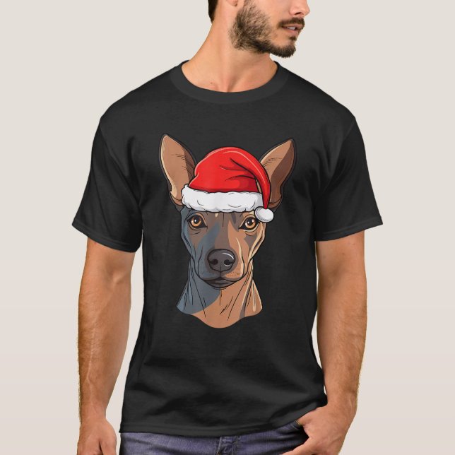 Xolo Christmas Santa Hairless Mexican Dog Cute Hol T-Shirt (Vorderseite)