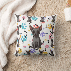 Xoloitzcuintli Knochen und Paws Print Kissen