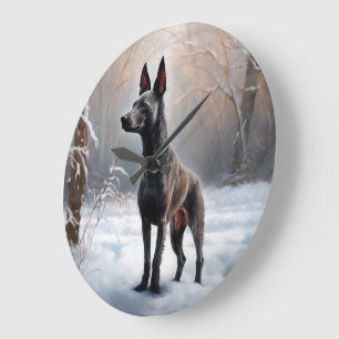 Xoloitzcuintli Lass es schneien Weihnachten Große Wanduhr