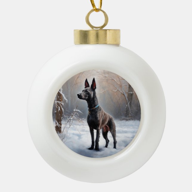Xoloitzcuintli Lass es Weihnachten Keramik Kugel-Ornament (Vorderseite)