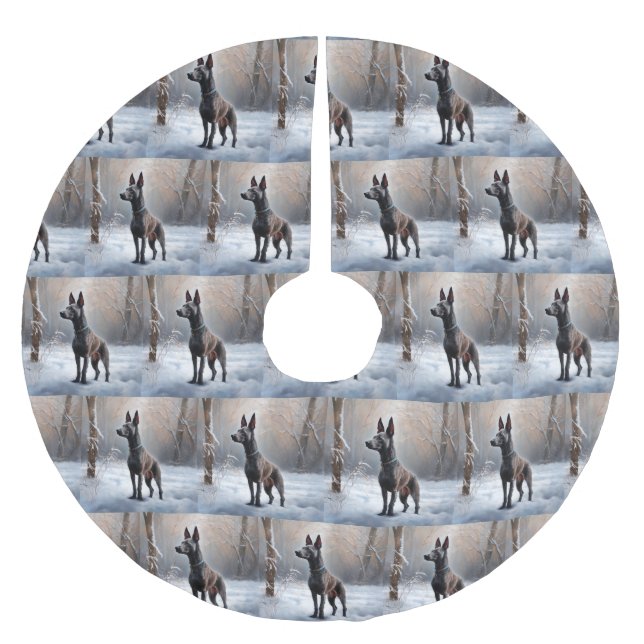 Xoloitzcuintli Lass es Weihnachten Polyester Weihnachtsbaumdecke (Vorderseite)