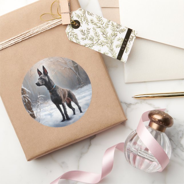 Xoloitzcuintli Lass es Weihnachten Runder Aufkleber (Schenken)