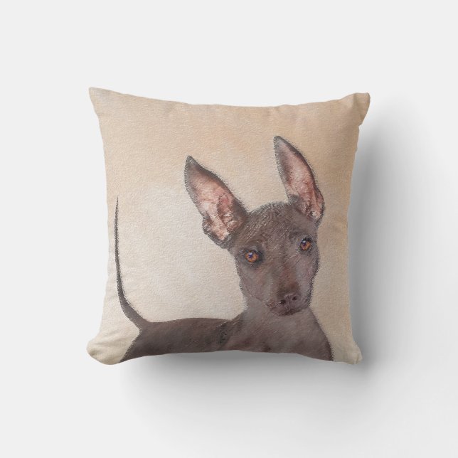Xoloitzcuintli Malerei - Niedliche Original Dog Ar Kissen (Vorderseite)
