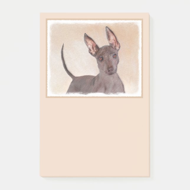 Xoloitzcuintli Malerei - Niedliche Original Dog Ar Post-it Klebezettel (Vorderseite)
