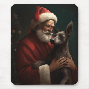 Xoloitzcuintli mit dem Weihnachtsmann Weihnachten Mousepad