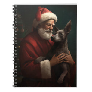 Xoloitzcuintli mit dem Weihnachtsmann Weihnachten Notizblock