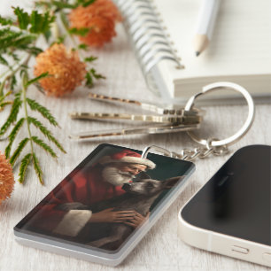 Xoloitzcuintli mit dem Weihnachtsmann Weihnachten Schlüsselanhänger