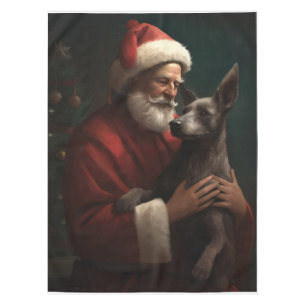 Xoloitzcuintli mit dem Weihnachtsmann Weihnachten Tischdecke