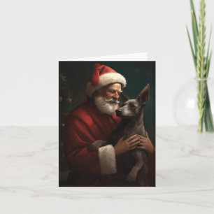 Xoloitzcuintli mit Santa Claus Festive Weihnachten Karte