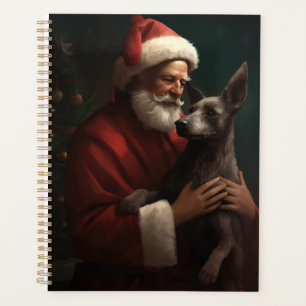Xoloitzcuintli mit Santa Claus Festive Weihnachten Planer