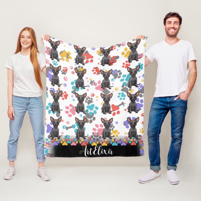 Xoloitzcuintli Paws Print Fleecedecke (Beispiel)