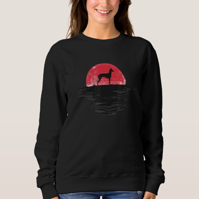 Xoloitzcuintli Xolo Japanese Sunset Retro Dog Red Sweatshirt (Vorderseite)