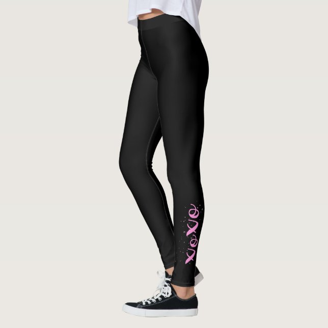 xoPink Text Cool, einmalig Schwarz Leggings (Links)